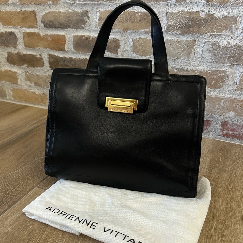 Adrienne Vittadini Black Leather Milano Handbag